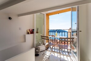 Bright balcony with sea views