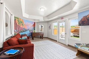 The large TV is perfect for movie night or the big game. There are plenty of games and activities for the entire group to enjoy.