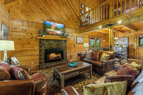 Curl up by the seasonal fireplace & stream your favorite entertainment