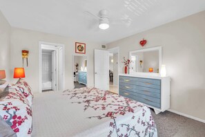 The main bedroom has a King bed
