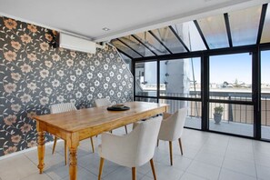 The dining room table is a great place to eat together, play games or do a jigsaw puzzle.
