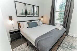 Hit the hay in the spacious king bedroom, with its own smart TV