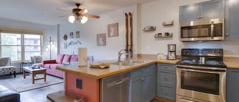 Indoors, Microwave, Oven, Kitchen, Ceiling Fan