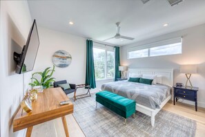Main bedroom: King bed with TV and en suite bathroom