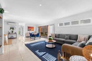 North facing open plan living, dining and kitchen- filling this large space with so much natural light!