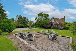 Don't forget to bring your s'mores ingredients to fully enjoy this gorgeous fire pit space.