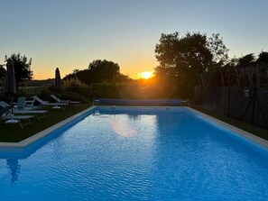 Sunset by the pool