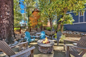 Gather around the firepit in the backyard for hot coco after skiing