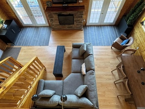 View of great room from loft.