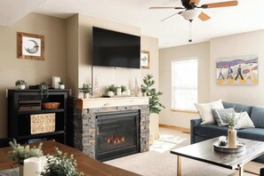 Gas fireplace in the living area