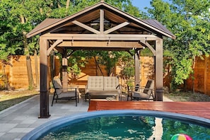 Backyard with Gazebo and heated Pool