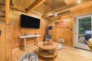 propane fireplace in main living room area