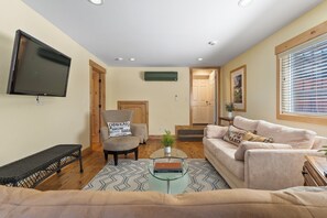 Ample Seating and a smart tv in the first floor living area. 