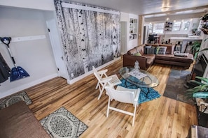 Aspen Forest in Great Room. Original Oak Floors Lovingly Restored in 2017 Remodel