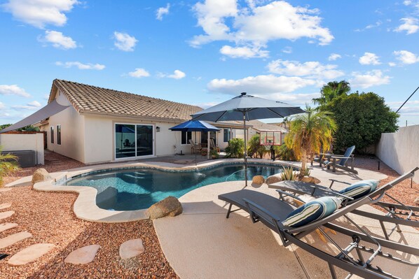 Immerse yourself in vacation bliss at our pool area. 
