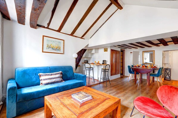The open-plan living, kitchen and dining area