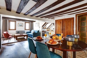 The open-plan living and dining area