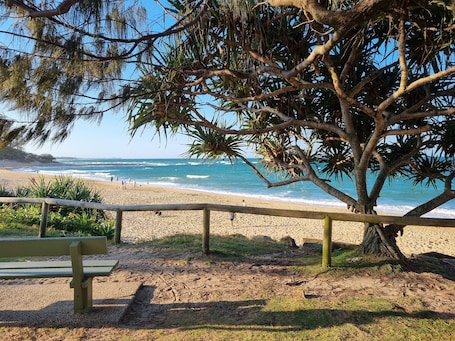 Nearby family and pet friendly Moffat Beach.