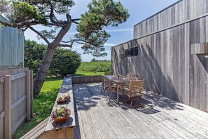 Private deck with table for six