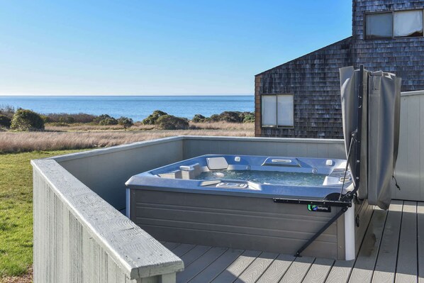 Private hot tub with ocean view