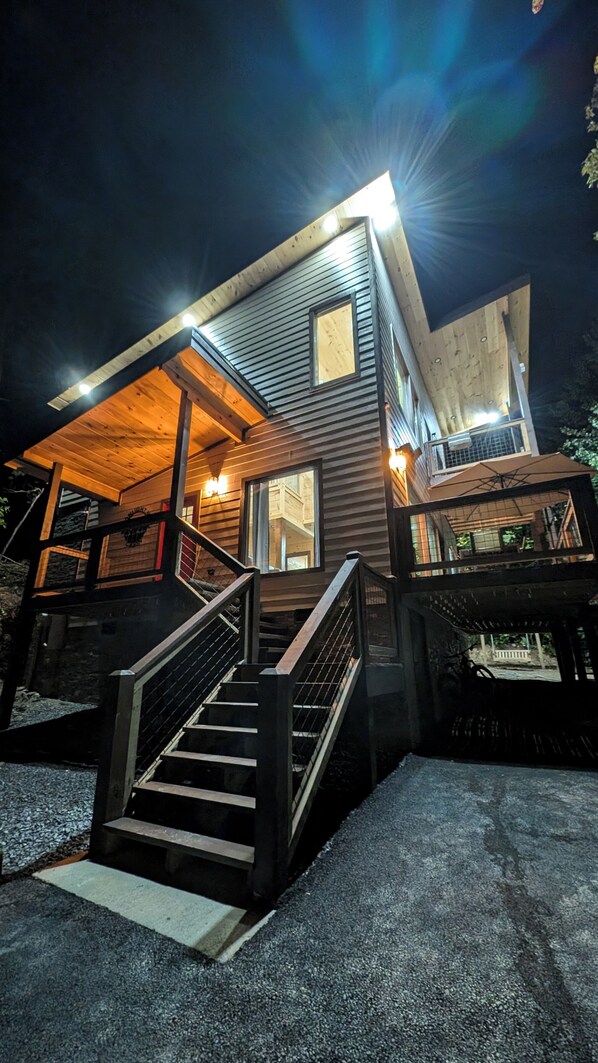 Moonlight cabin night view
