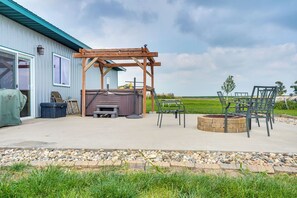 Patio | Private Hot Tub | Wood-Burning Fire Pit