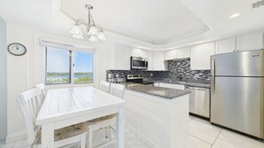 Kitchen area with dining table