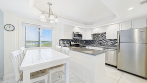 Kitchen area with dining table