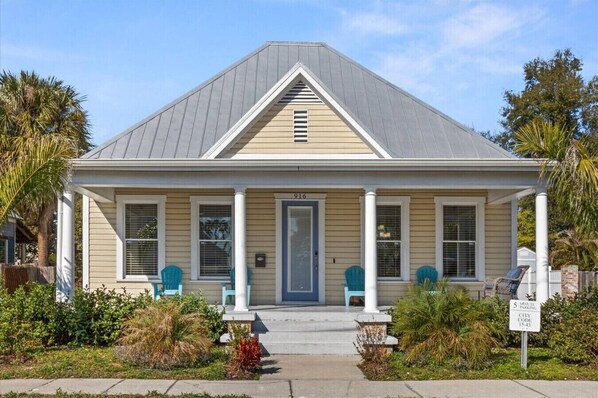 Street view with large front porch