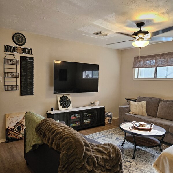 Living Room with 65" Samsung TV