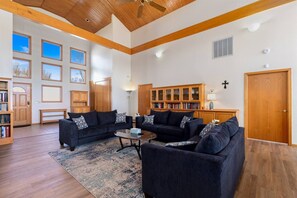 3 large couches and plenty of books to explore