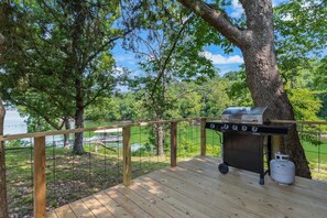Grill some steaks on the propane grill on the deck overlooking the cove side of the island