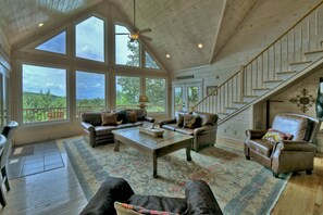 Main Level Living Area with Seasonal Gas Fireplace