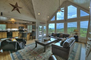 Main Level Living Area with Seasonal Gas Fireplace