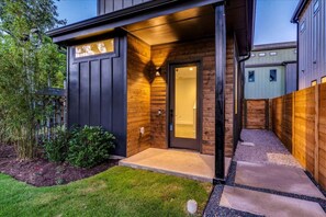 The front door entrance offers a welcoming and stylish first impression.