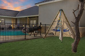 Outdoor playground with solar lights