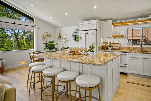 Updated kitchen with bar seating