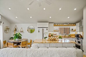 Dining table plus bar seating