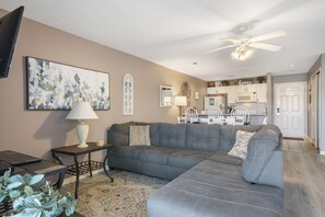 Curl up for a movie or take a snooze on the Queen-Size Sleeper Sofa in the Living Room