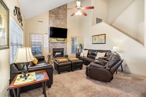 Enjoy gathering time watching movies or relaxing in front of the seasonal fireplace