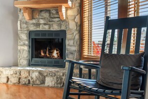 Living area with fireplace