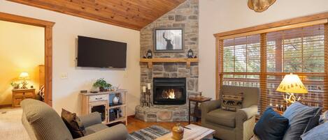 Unwind in the inviting living room & enjoy a cozy movie night at home