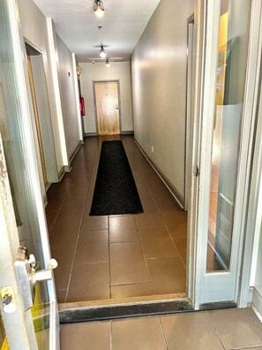 Main entrance after putting in the keyless code for the front & mailroom doors