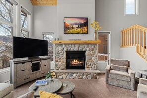 Living area gas fireplace