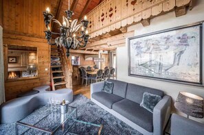 Kick back your feet and relax in the cozy living area.