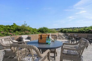 spacious patio and private walkway to the private beach