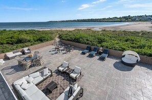 spacious patio and private walkway to the private beach