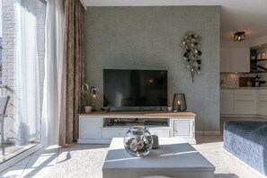 Living room with smart television