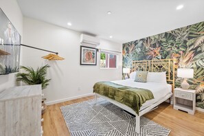 Chic bedroom with a queen-size bed.