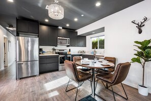Dining area and kitchen.